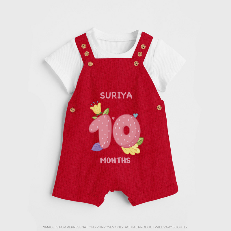 Dress Your Little One In Our Enchanting Customized Baby Dungaree Set For Their 10-Month Celebration - RED - 0 - 5 Months Old (Chest 18")