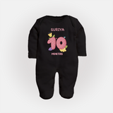 Celebrate Baby's 10th Month | Custom Full Sleeve Bodysuit/ Sleep Suit/ Jumpsuit | Premium Cotton - BLACK - New Born (Chest 7.5")