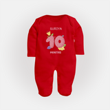 Dress Your Little One In Our Enchanting Customized Baby Sleep Suit For Their 10-Month Celebration - RED - New Born (Chest 7.5")