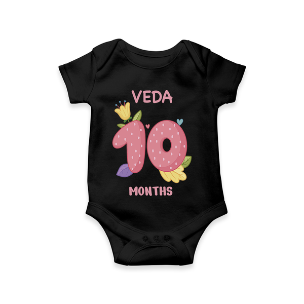 Memorialize your little one's Tenth month with a personalized romper/onesie - BLACK - 0 - 3 Months Old (Chest 16")