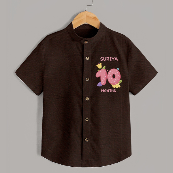 Celebrate Baby's 10th Month | Custom Shirt | Premium Cotton - CHOCOLATE BROWN - 0 - 6 Months Old (Chest 23")