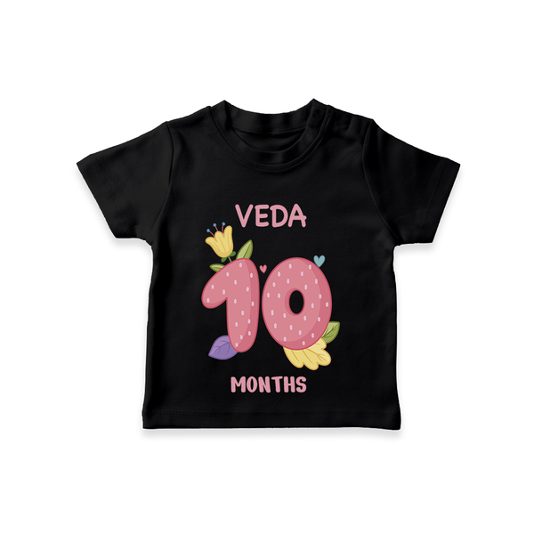Memorialize your little one's Tenth month with a personalized kids T-shirts - BLACK - 0 - 5 Months Old (Chest 17")