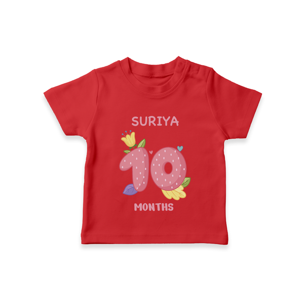 Celebrate Baby's 10th Month | Custom T-Shirt | Premium Cotton - RED - 0-5 Months Old (Chest 17")
