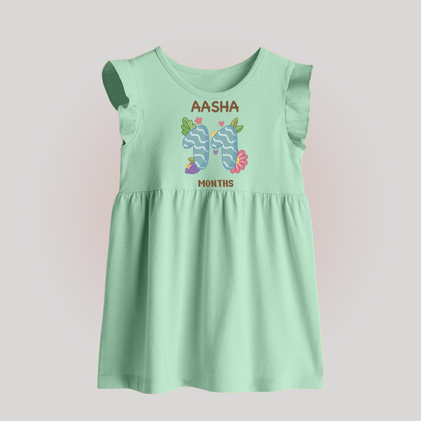 Celebrate Baby's 11th Month | Custom Baby Frock | Premium Cotton - MINT GREEN - 0 - 3 Months Old (Chest 17")