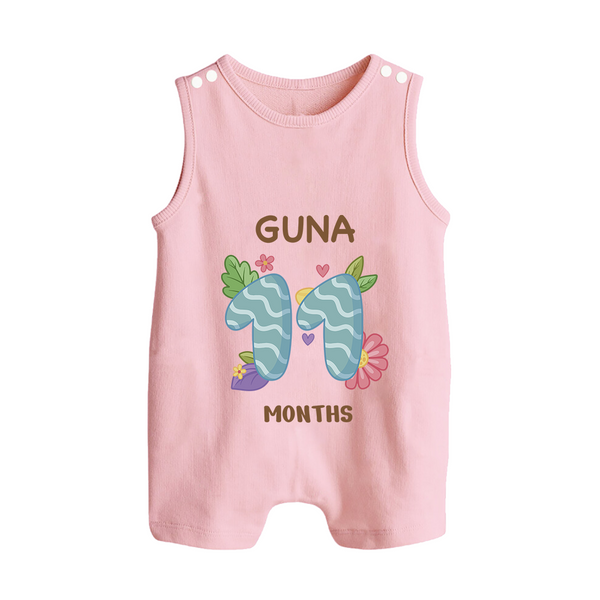 Celebrate Baby's 11th Month | Custom Romper Suit/ Sleeveless Romper | Premium Cotton - BABY PINK - 0 - 5 Months Old (Chest 18")