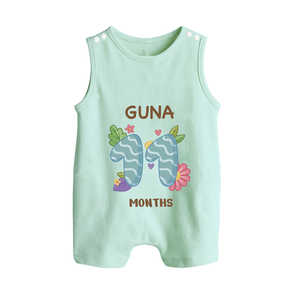 Celebrate Baby's 11th Month | Custom Romper Suit/ Sleeveless Romper | Premium Cotton - MINT GREEN - 0 - 5 Months Old (Chest 18")