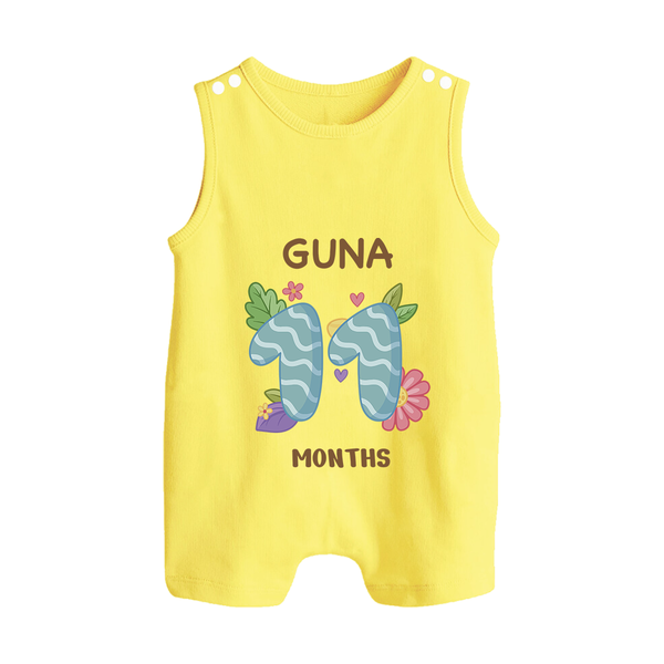 Celebrate Baby's 11th Month | Custom Romper Suit/ Sleeveless Romper | Premium Cotton - PASTEL YELLOW - 0 - 5 Months Old (Chest 18")