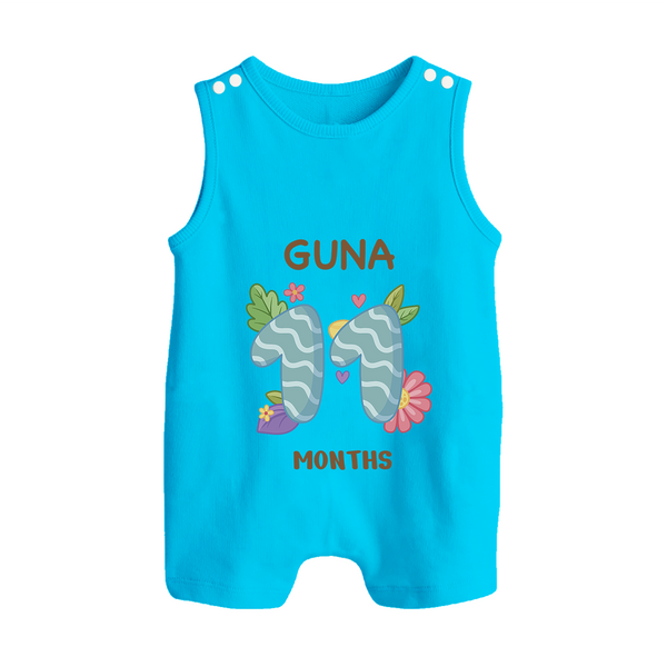 Celebrate Baby's 11th Month | Custom Romper Suit/ Sleeveless Romper | Premium Cotton - SKY BLUE - 0 - 5 Months Old (Chest 18")