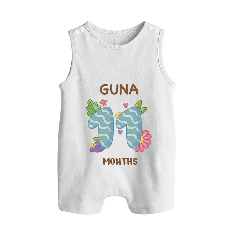 Celebrate Baby's 11th Month | Custom Romper Suit/ Sleeveless Romper | Premium Cotton - WHITE - 0 - 5 Months Old (Chest 18")
