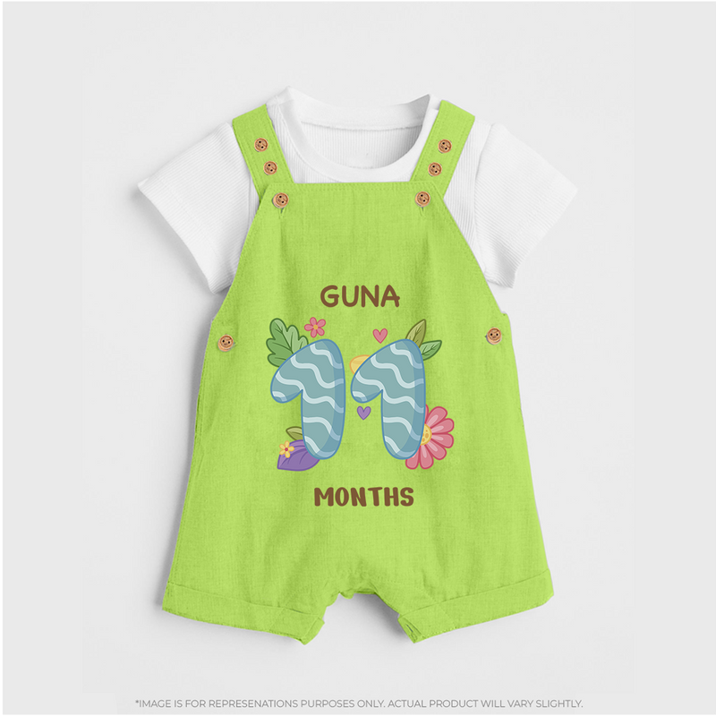 Dress Your Little One In Our Enchanting Customized Baby Dungaree Set For Their 11-Month Celebration - GREEN - 0 - 5 Months Old (Chest 18")