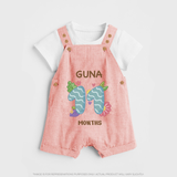 Celebrate Baby's 11th Month | Custom Dungaree Set | Premium Cotton - PEACH - 0 - 5 Months Old (Chest 18")