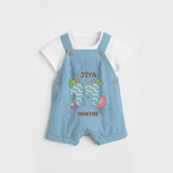 Memorialize your little one's Eleventh month with a personalized Dungaree - SKY BLUE - 0 - 5 Months Old (Chest 17")