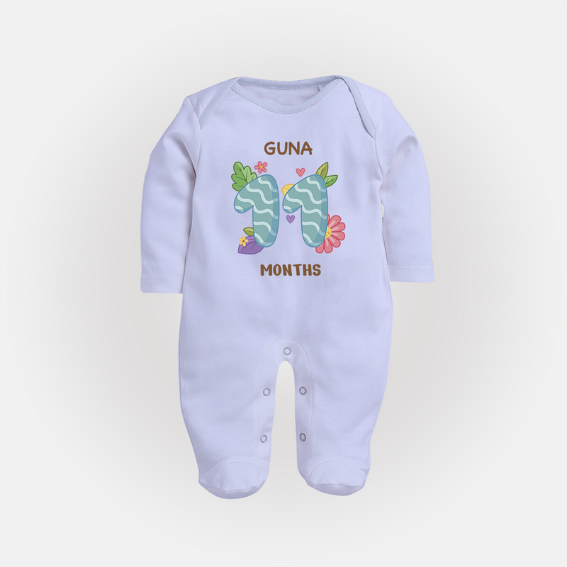 Dress Your Little One In Our Enchanting Customized Baby Sleep Suit For Their 11-Month Celebration - BABY BLUE - New Born (Chest 7.5")