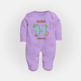 Celebrate Baby's 11th Month | Custom Full Sleeve Bodysuit/ Sleep Suit/ Jumpsuit | Premium Cotton - LILAC - New Born (Chest 7.5")