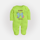 Celebrate Baby's 11th Month | Custom Full Sleeve Bodysuit/ Sleep Suit/ Jumpsuit | Premium Cotton - LIME GREEN - New Born (Chest 7.5")