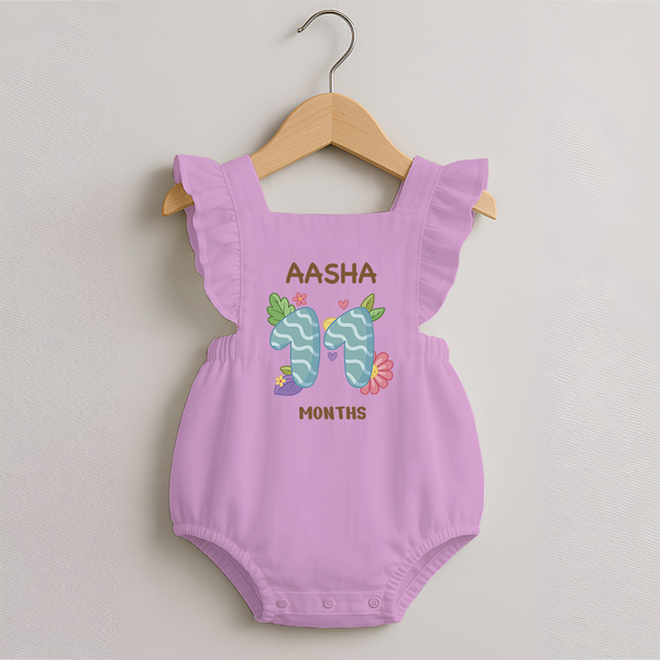 Celebrate Baby's 11th Month | Custom Romper Frock | Premium Cotton - BABY PINK - 0 - 3 Months Old (Chest 19")