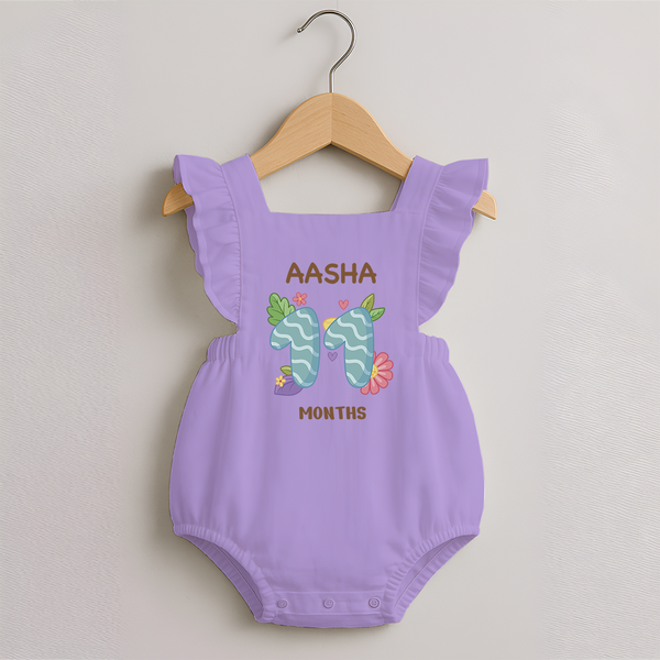 Celebrate Baby's 11th Month | Custom Romper Frock | Premium Cotton - LILAC - 0 - 3 Months Old (Chest 19")