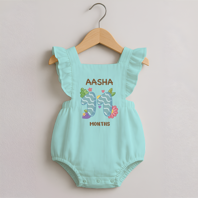 Celebrate Baby's 11th Month | Custom Romper Frock | Premium Cotton - MINT GREEN - 0 - 3 Months Old (Chest 19")