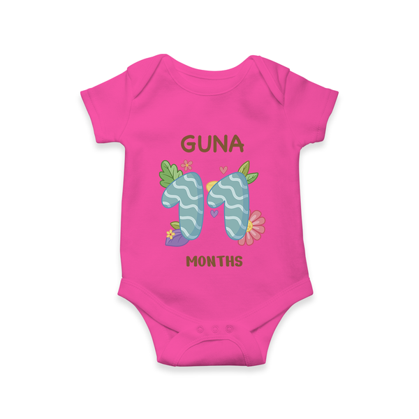 Celebrate Baby's 11th Month | Custom Romper/Onesie | Premium Cotton - HOT PINK - New Born (Chest 14")