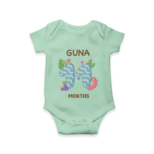 Celebrate Baby's 11th Month | Custom Romper/Onesie | Premium Cotton - MINT GREEN - New Born (Chest 14")