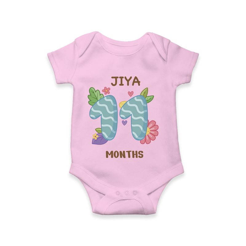 Memorialize your little one's Eleventh month with a personalized romper/onesie - PINK - 0 - 3 Months Old (Chest 16")