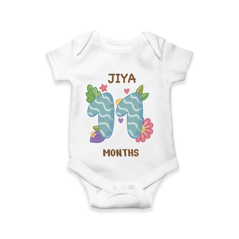 Memorialize your little one's Eleventh month with a personalized romper/onesie - WHITE - 0 - 3 Months Old (Chest 16")