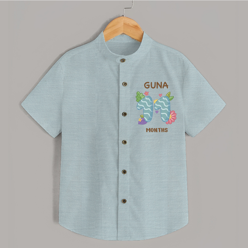 Celebrate Baby's 11th Month | Custom Shirt | Premium Cotton - ARCTIC BLUE - 0 - 6 Months Old (Chest 23")