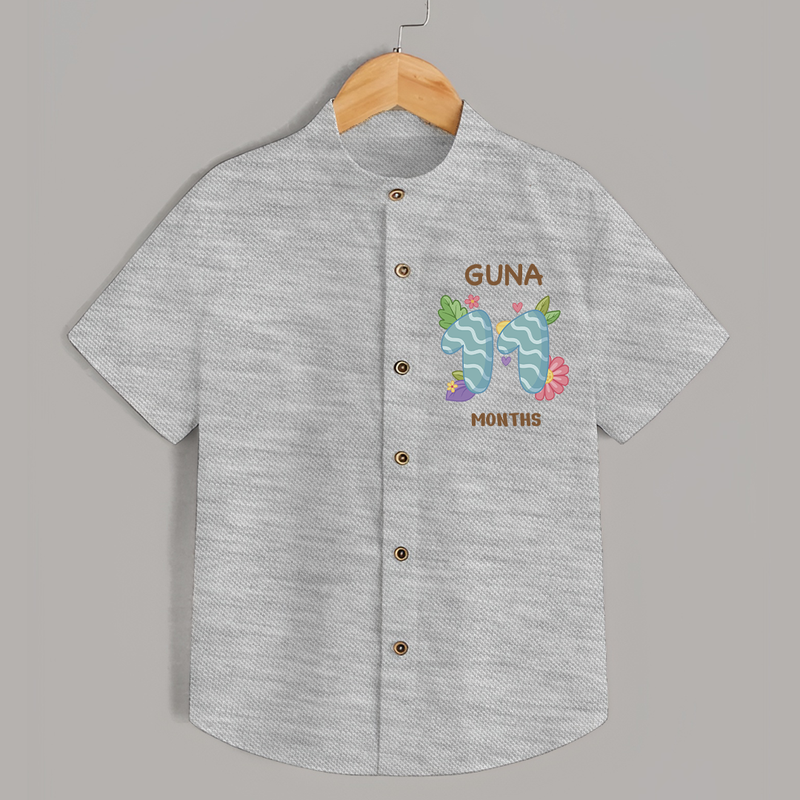 Celebrate Baby's 11th Month | Custom Shirt | Premium Cotton - GREY - 0 - 6 Months Old (Chest 23")