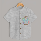 Memorialize your little one's Eleventh month Birthday with a personalized Shirt - GREY MELANGE - 0 - 6 Months Old (Chest 21")