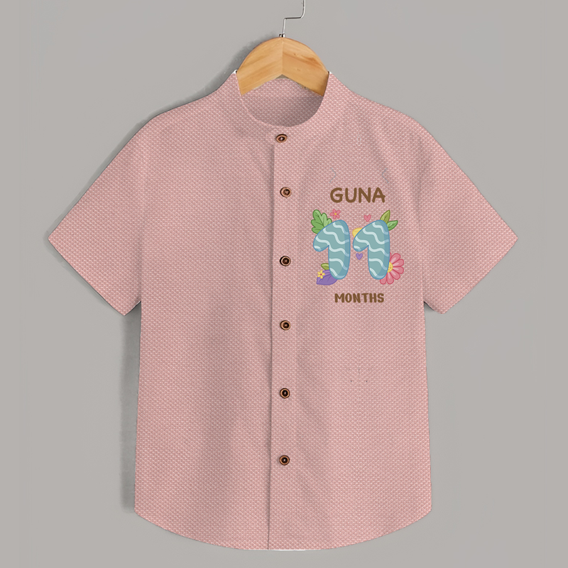 Celebrate Baby's 11th Month | Custom Shirt | Premium Cotton - PEACH - 0 - 6 Months Old (Chest 23")