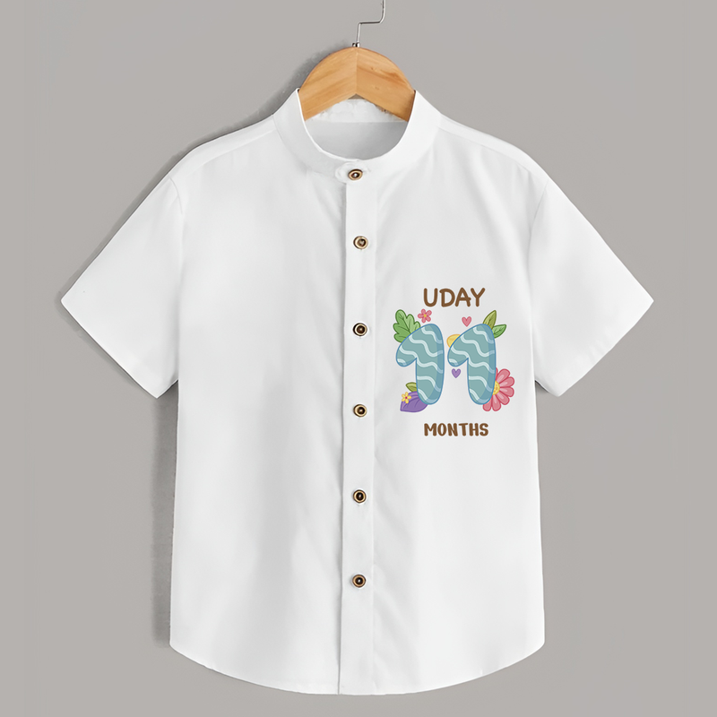 Memorialize your little one's Eleventh month Birthday with a personalized Shirt - WHITE - 0 - 6 Months Old (Chest 21")