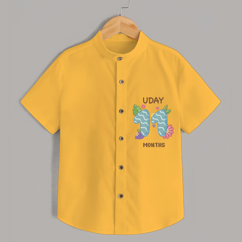 Memorialize your little one's Eleventh month Birthday with a personalized Shirt - YELLOW - 0 - 6 Months Old (Chest 21")