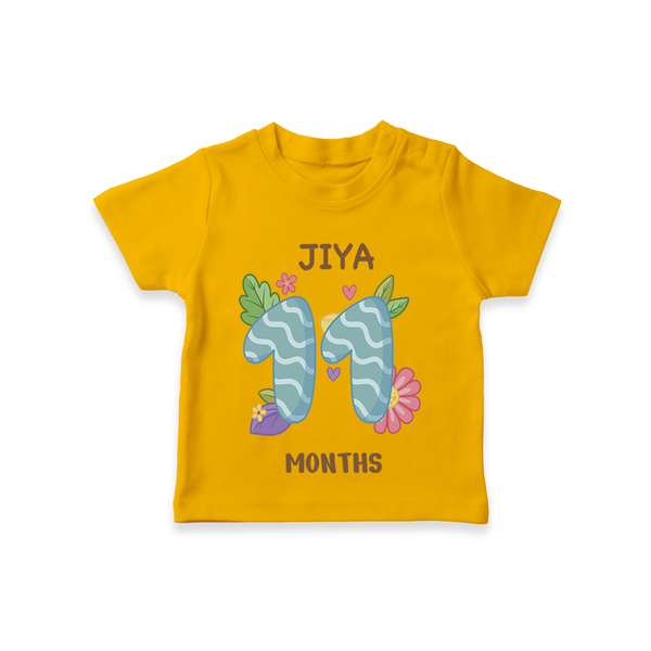 Memorialize your little one's Eleventh month with a personalized kids T-shirts - CHROME YELLOW - 0 - 5 Months Old (Chest 17")