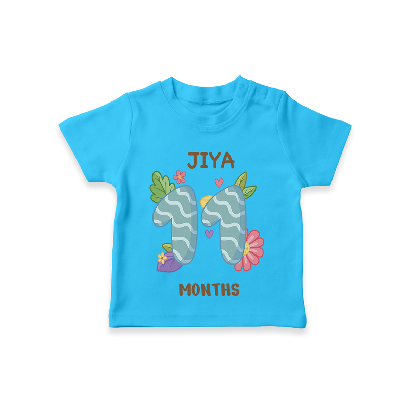 Memorialize your little one's Eleventh month with a personalized kids T-shirts - SKY BLUE - 0 - 5 Months Old (Chest 17")