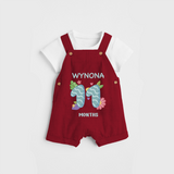 Memorialize your little one's Eleventh month with a personalized Dungaree - RED - 0 - 5 Months Old (Chest 17")