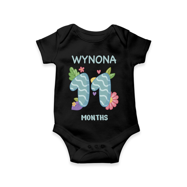 Memorialize your little one's Eleventh month with a personalized romper/onesie - BLACK - 0 - 3 Months Old (Chest 16")