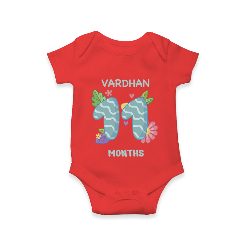 Dress Your Little One In Our Enchanting Customized Baby Romper For Their 11-Month Celebration - RED - 0 - 3 Months Old (Chest 16")