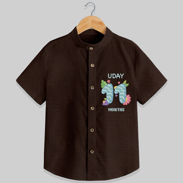 Memorialize your little one's Eleventh month Birthday with a personalized Shirt - CHOCOLATE BROWN - 0 - 6 Months Old (Chest 21")