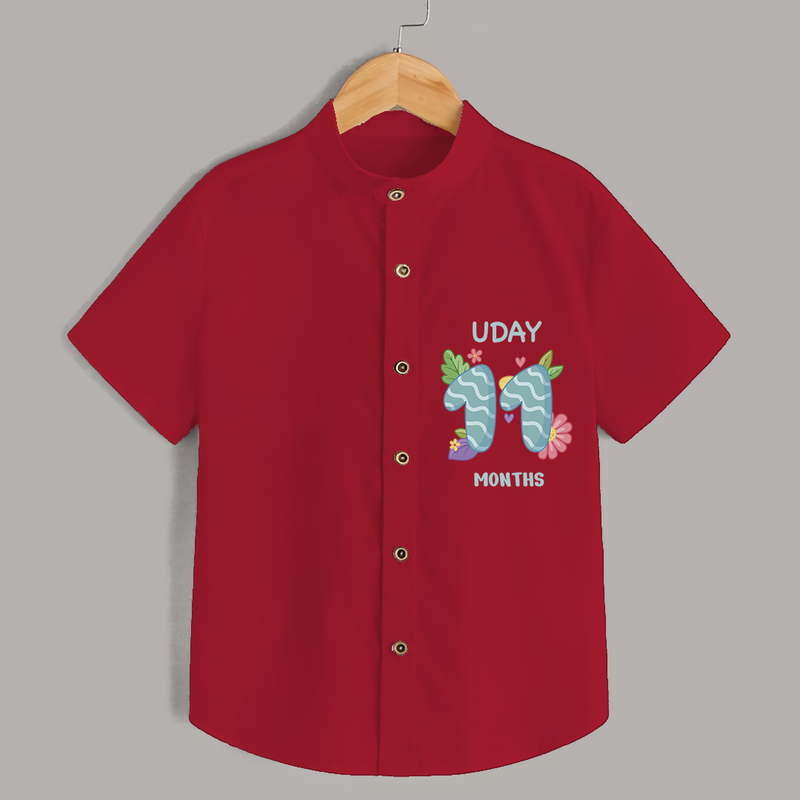 Memorialize your little one's Eleventh month Birthday with a personalized Shirt - RED - 0 - 6 Months Old (Chest 21")