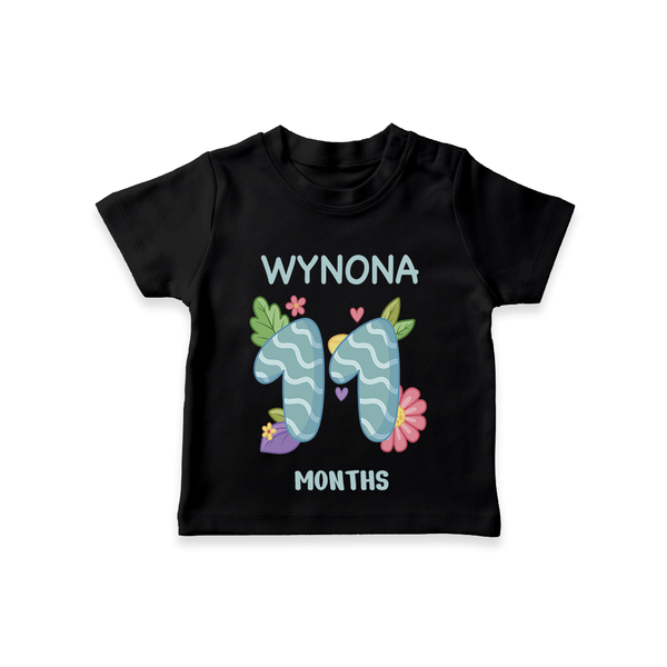 Memorialize your little one's Eleventh month with a personalized kids T-shirts - BLACK - 0 - 5 Months Old (Chest 17")