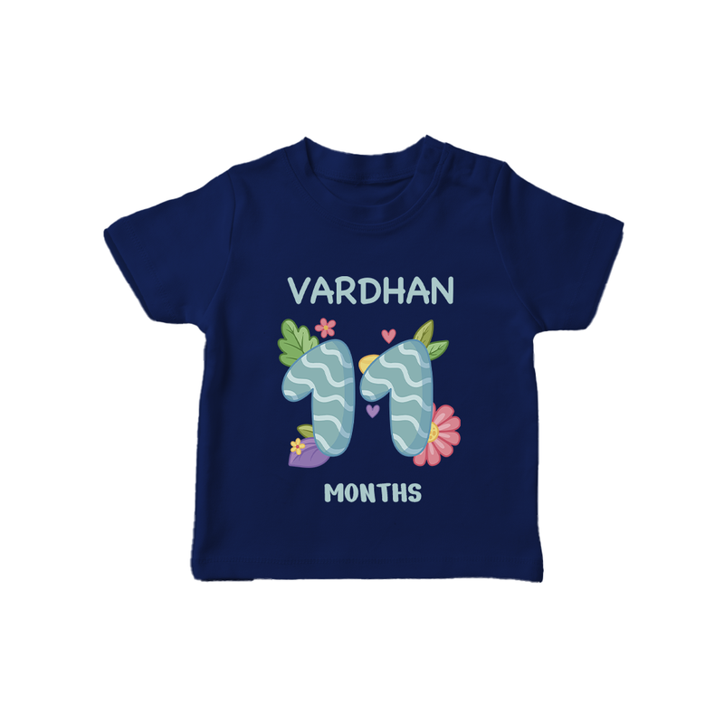 Celebrate Baby's 11th Month | Custom T-Shirt | Premium Cotton - NAVY BLUE - 0-5 Months Old (Chest 17")