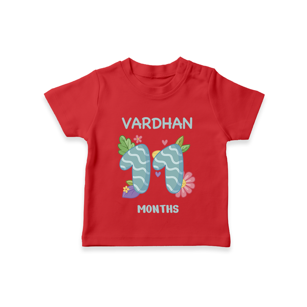 Celebrate Baby's 11th Month | Custom T-Shirt | Premium Cotton - RED - 0-5 Months Old (Chest 17")