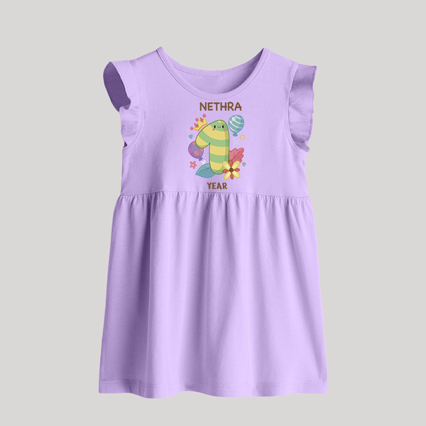 Celebrate Baby's 1st Year | Custom Baby Frock | Premium Cotton - LILAC - 0 - 3 Months Old (Chest 17")