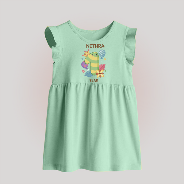 Celebrate Baby's 1st Year | Custom Baby Frock | Premium Cotton - MINT GREEN - 0 - 3 Months Old (Chest 17")
