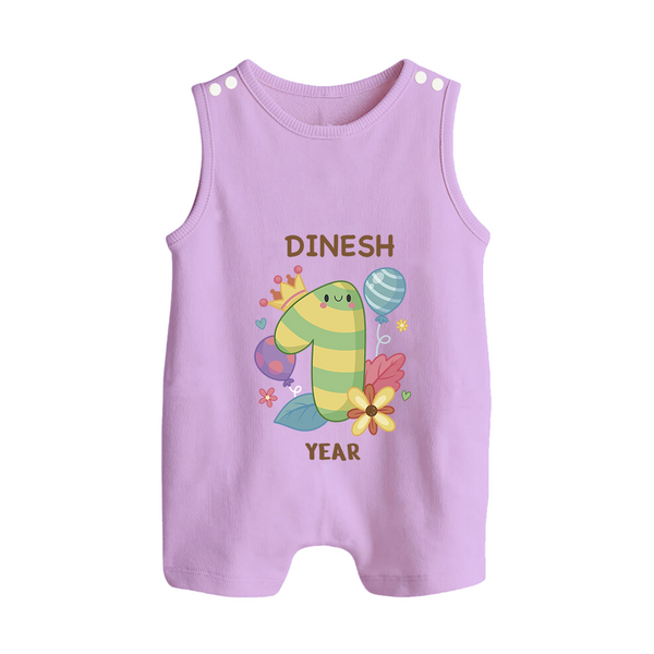 Celebrate Baby's 1st Year | Custom Romper Suit/ Sleeveless Romper | Premium Cotton - LILAC - 0 - 5 Months Old (Chest 18")