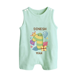 Celebrate Baby's 1st Year | Custom Romper Suit/ Sleeveless Romper | Premium Cotton - MINT GREEN - 0 - 5 Months Old (Chest 18")