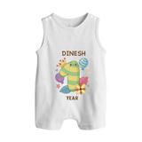 Celebrate Baby's 1st Year | Custom Romper Suit/ Sleeveless Romper | Premium Cotton - WHITE - 0 - 5 Months Old (Chest 18")