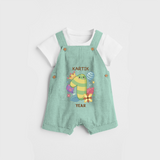 Memorialize your little one's 1st year birthday with a personalized Dungaree - LIGHT GREEN - 0 - 5 Months Old (Chest 17")