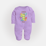 Dress Your Little One In Our Enchanting Customized Baby Sleep Suit For Their 1-Year Birthday Celebration - LILAC - New Born (Chest 7.5")