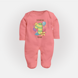 Dress Your Little One In Our Enchanting Customized Baby Sleep Suit For Their 1-Year Birthday Celebration - PEACH - New Born (Chest 7.5")